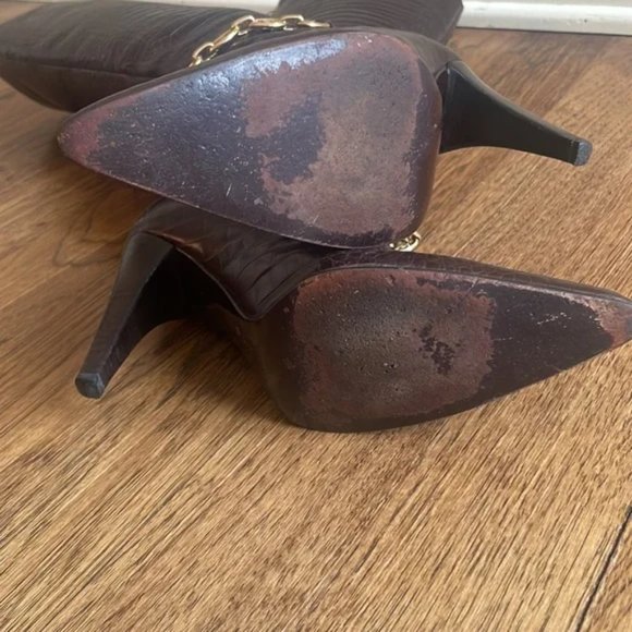 Celine Chocolate Brown Crocodile Boots With Chain - Picture 7 of 7